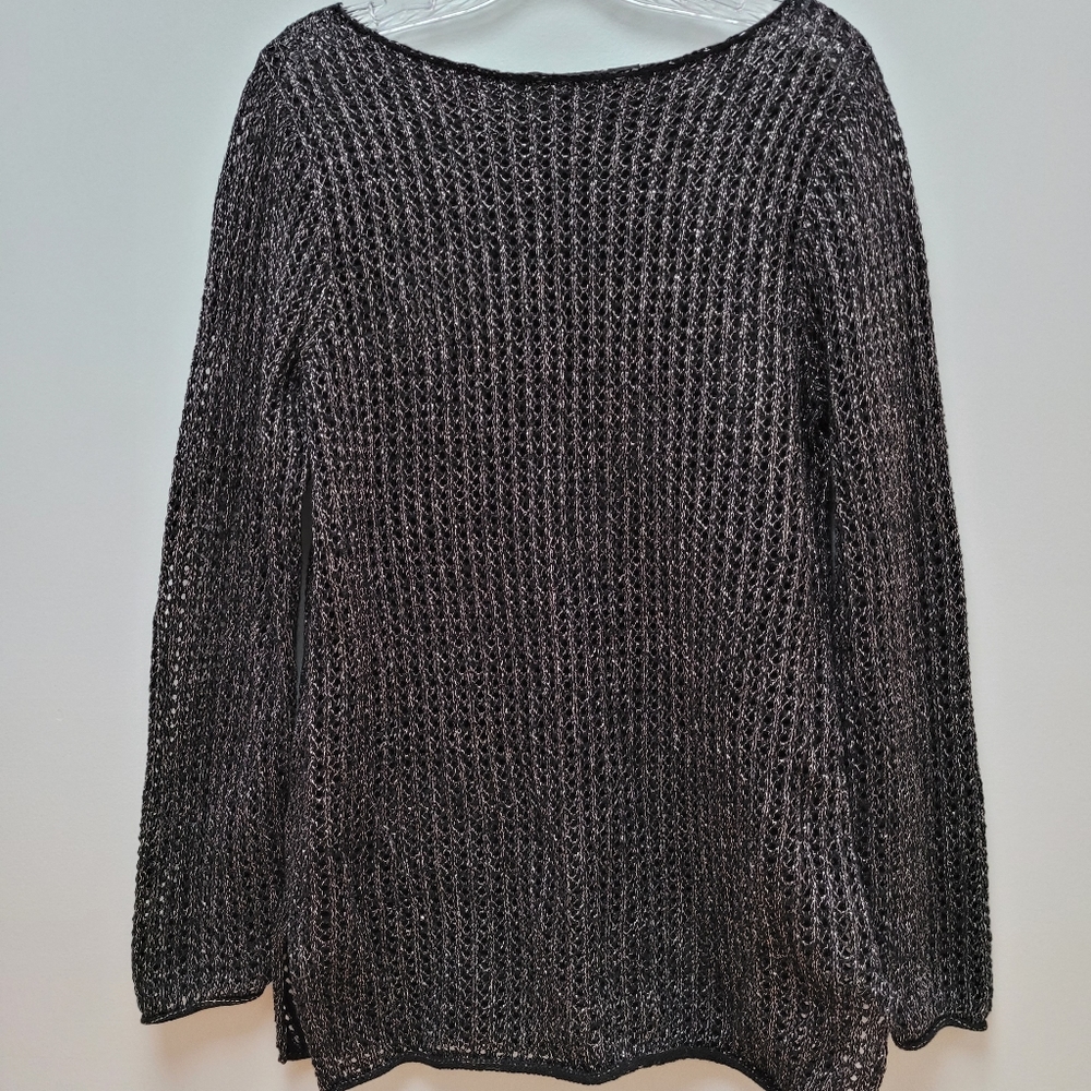 JEANNE PIERRE | BLACK & SILVER SWEATER, SZ L